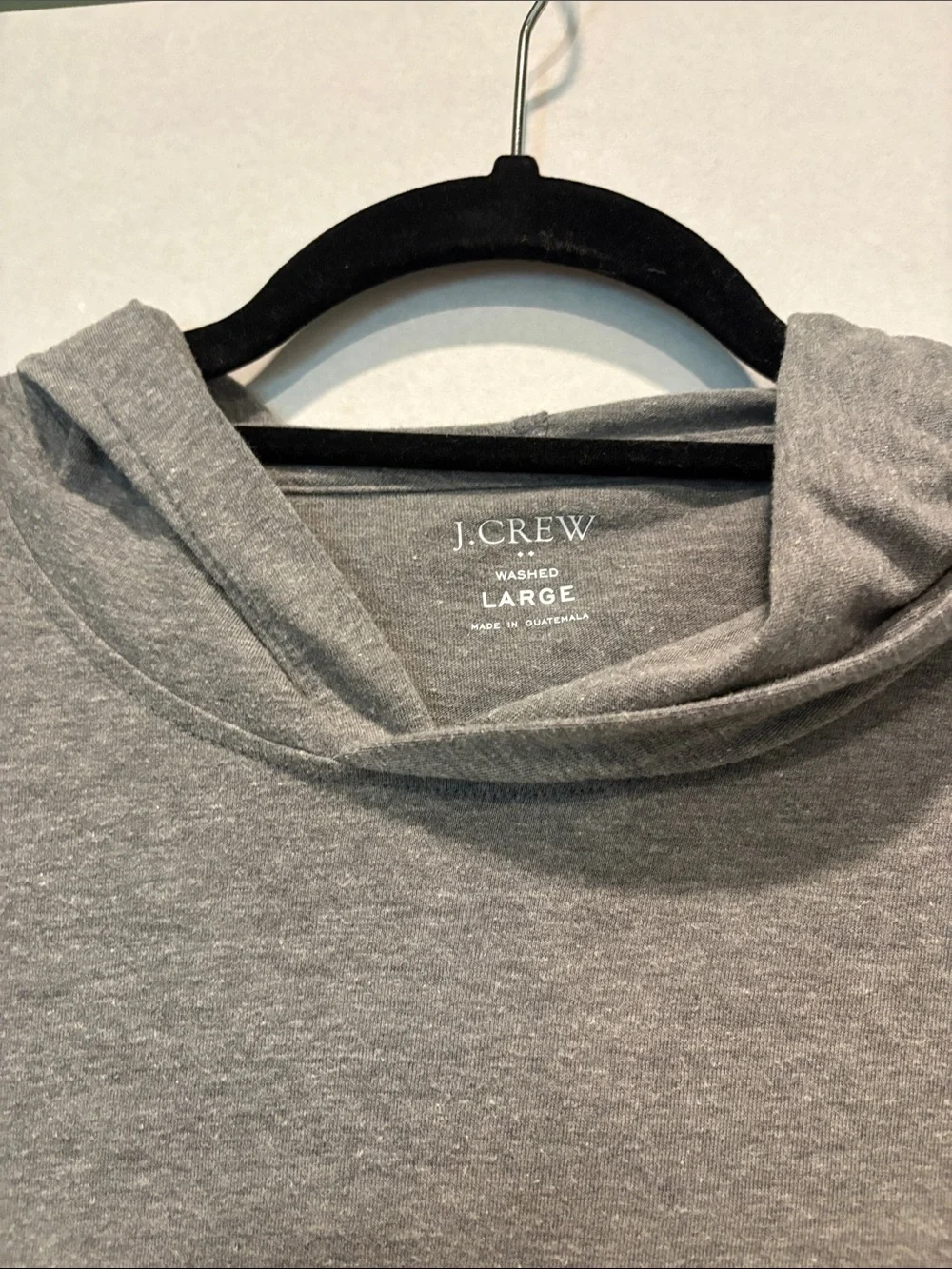 J. Crew - Men's long sleeve hooded t-shirt. Heathered Gray. Large.
